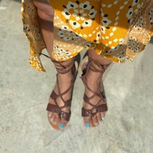 Leather Strappy Boho Sandals Genuine Leather